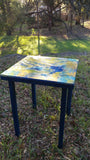 epoxy table blue, and gold