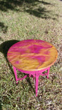 pink and gold epoxy table.