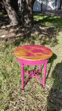 pink and gold epoxy table.